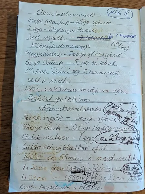 Síðan hennar í uppskriftabókinni