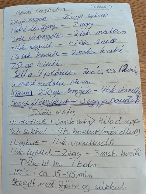 Síðan hennar í uppskriftabókinni
