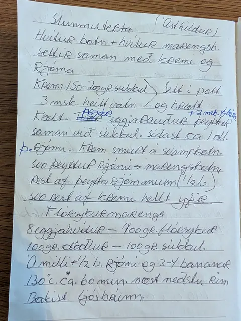 Síðan hennar í uppskriftabókinni