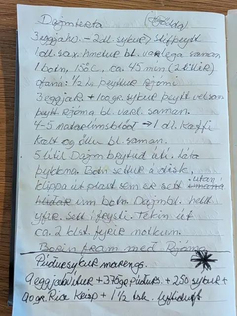 Síðan hennar í uppskriftabókinni