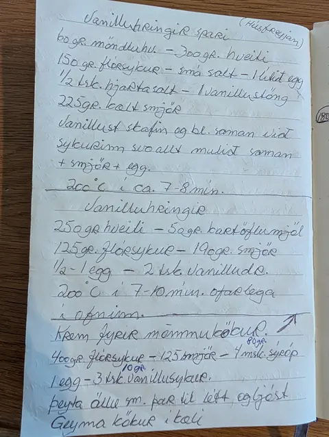 Síðan hennar í uppskriftabókinni