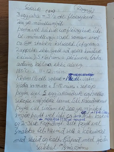 Síðan hennar í uppskriftabókinni
