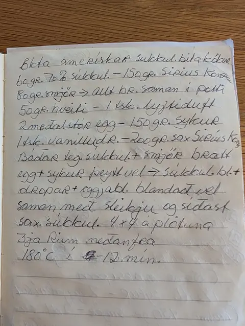 Síðan hennar í uppskriftabókinni