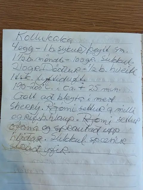 Síðan hennar í uppskriftabókinni