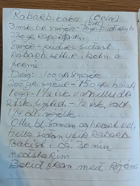 Síðan hennar í uppskriftabókinni