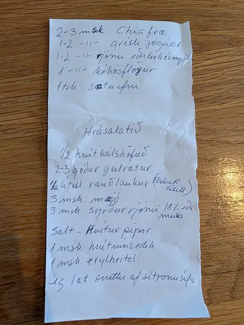 Síðan hennar í uppskriftabókinni