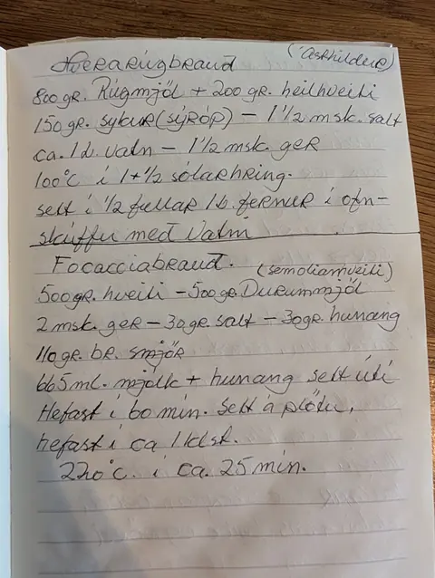 Síðan hennar í uppskriftabókinni