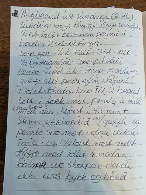 Síðan hennar í uppskriftabókinni