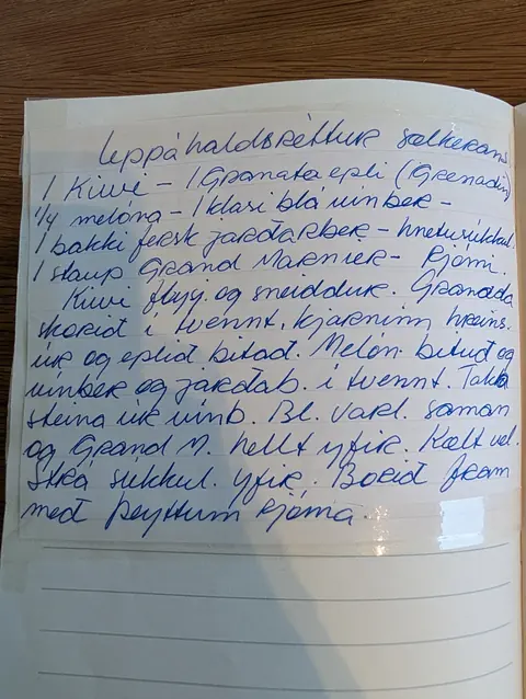 Síðan hennar í uppskriftabókinni