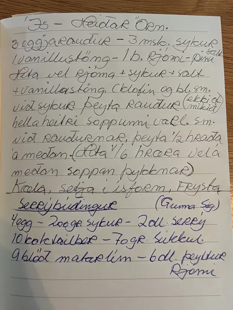 Síðan hennar í uppskriftabókinni