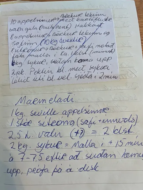 Síðan hennar í uppskriftabókinni