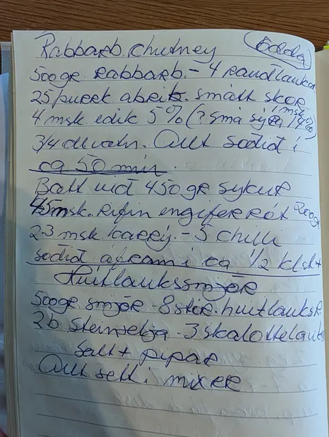 Síðan hennar í uppskriftabókinni
