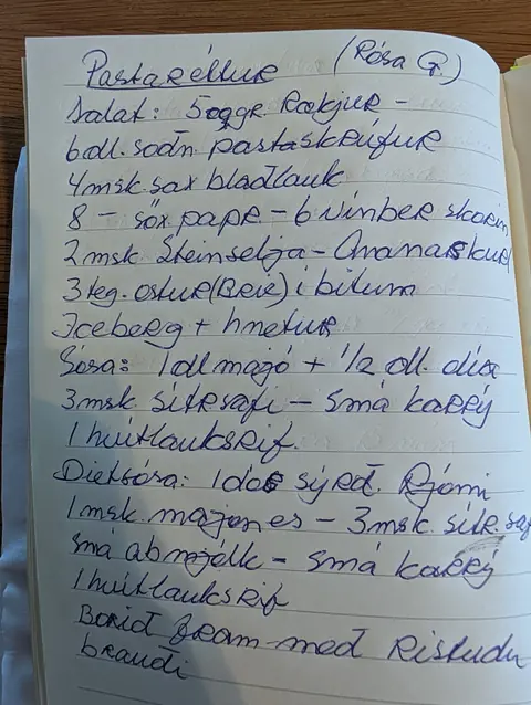 Síðan hennar í uppskriftabókinni