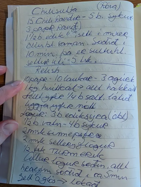 Síðan hennar í uppskriftabókinni