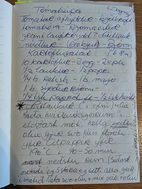 Síðan hennar í uppskriftabókinni