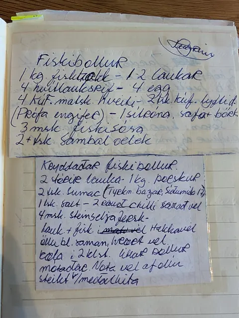 Síðan hennar í uppskriftabókinni