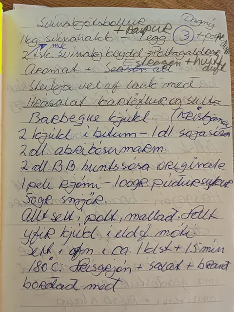 Síðan hennar í uppskriftabókinni