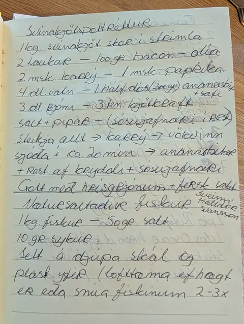 Síðan hennar í uppskriftabókinni
